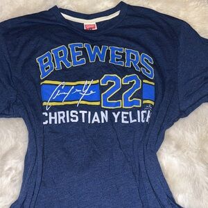 HOMAGE Milwaukee Brewers, baseball Blue and Yellow Brewers Shirt xl